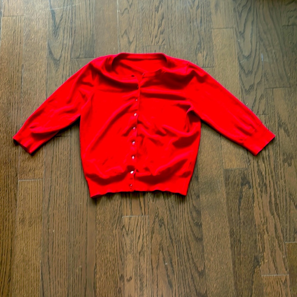 Cute, cropped, Sears brand, Christmas sweater in Cherry red.